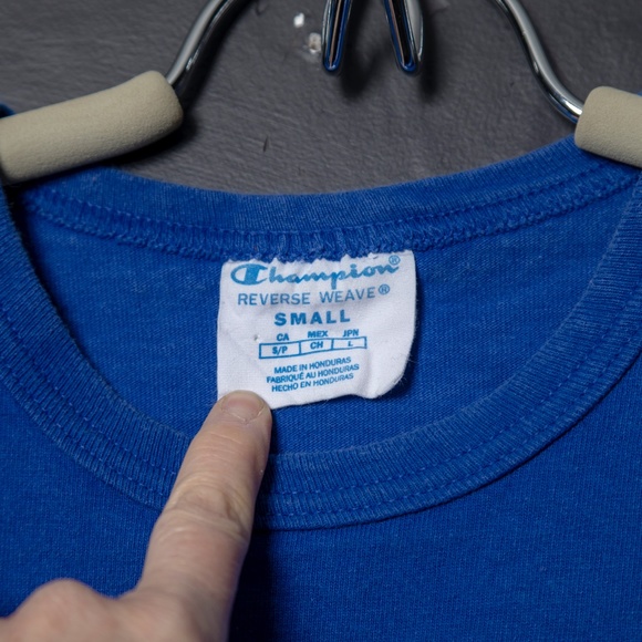 Vintage Blue Short Sleeve Champion Cotton Tee Top - Picture 4 of 5